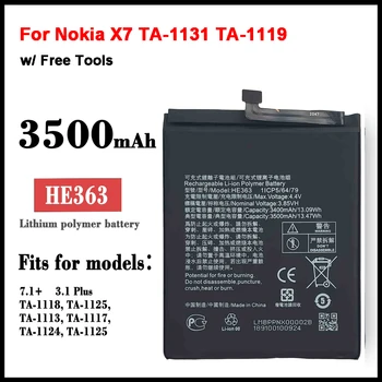 Оригинална Батерия HE363 3500 mah за Nokia X7 TA-1131 TA-1119/Nokia 8.1 TA-1119 TA-1128 HE 363 Batteries Bateria