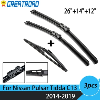 Комплект Четки на Предната и Задната Чистачки Nissan Pulsar Tidda C13 2014 15 16 17 18 2019 Предното Стъкло 26 