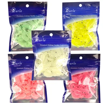 50 бр/пакет Меки силиконови примамки за улов на скариди 2,8 см 0,3 г, малки светло-зелени стръв за улов на сладководни скариди, светещи