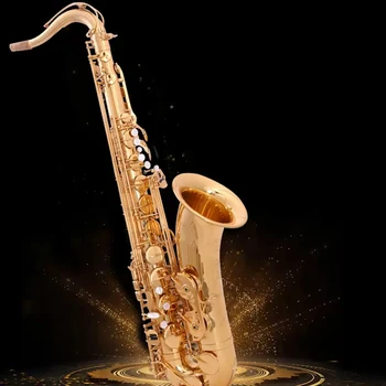 Професионален 991 Bb лакиран месинг златен тенор-саксофонный инструмент златни ключа под формата на миди тенор-саксофонный инструмент с футляром